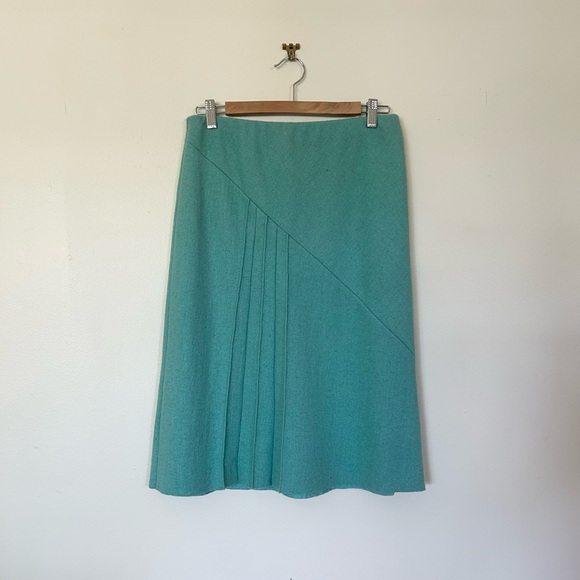 Vintage wool turquoise midi skirt - Picture 1 of 5